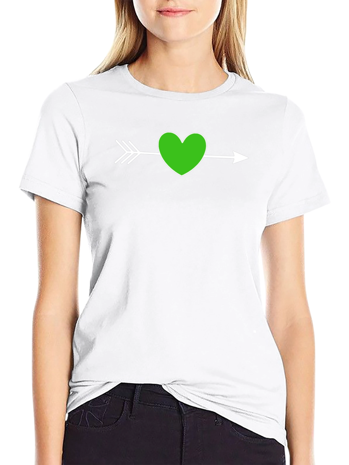 Heart Arrow Graphic Tee - Black Cotton T-Shirt