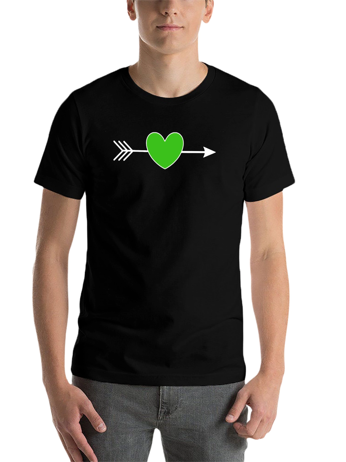 Heart Arrow Graphic Tee - Black Cotton T-Shirt