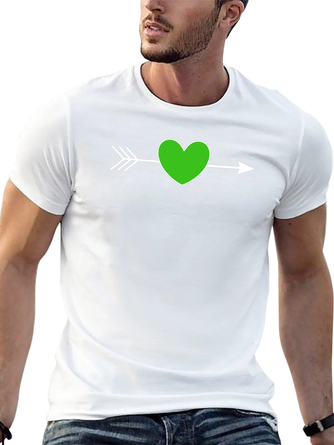 Heart Arrow Graphic Tee - Black Cotton T-Shirt