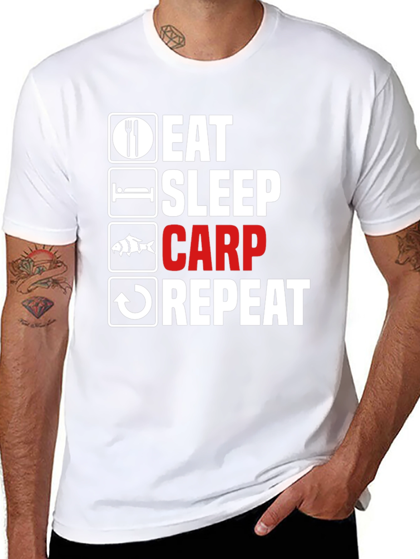 Eat Sleep Carp Repeat - Funny Fishing T-Shirt