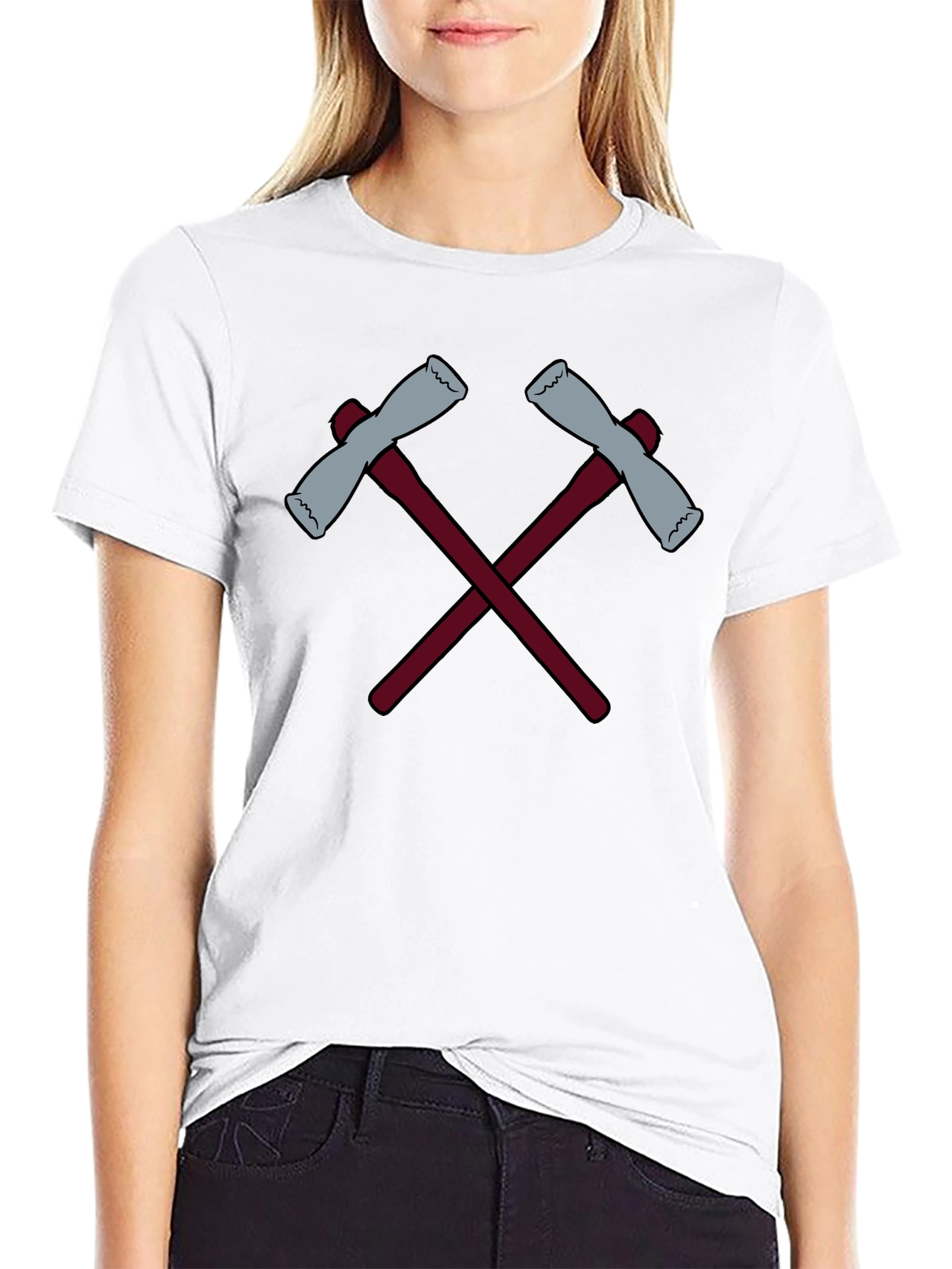 Crossed Axes Graphic Tee - Black Crew Neck