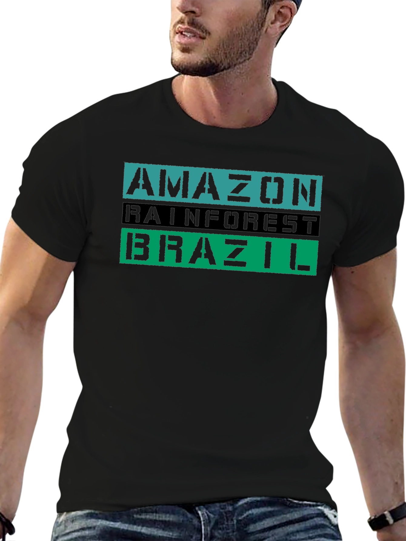 Amazon Rainforest Brazil Tee - Black Graphic T-Shirt