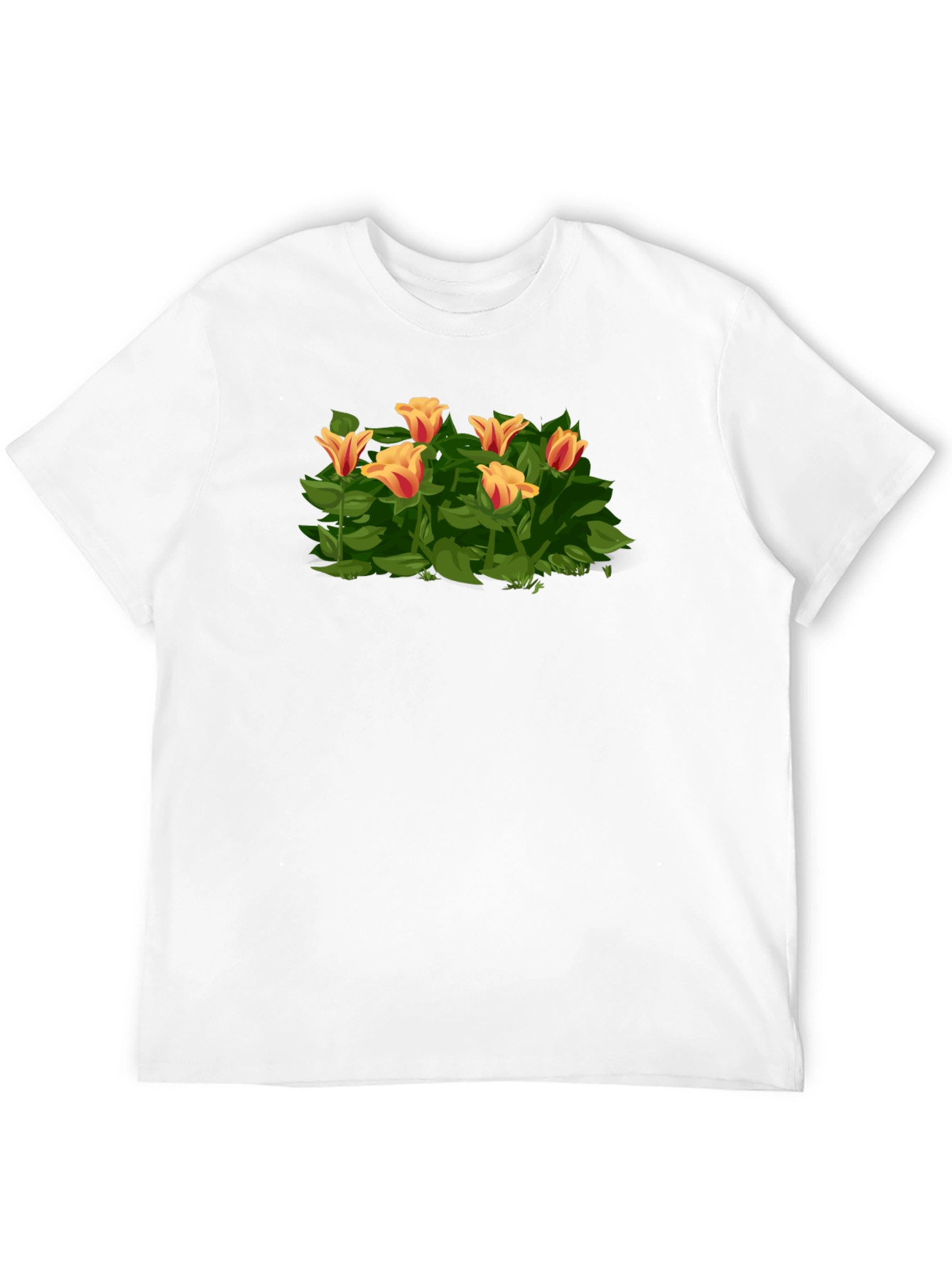 Floral Tulip Graphic Tee - Stylish Black T-Shirt