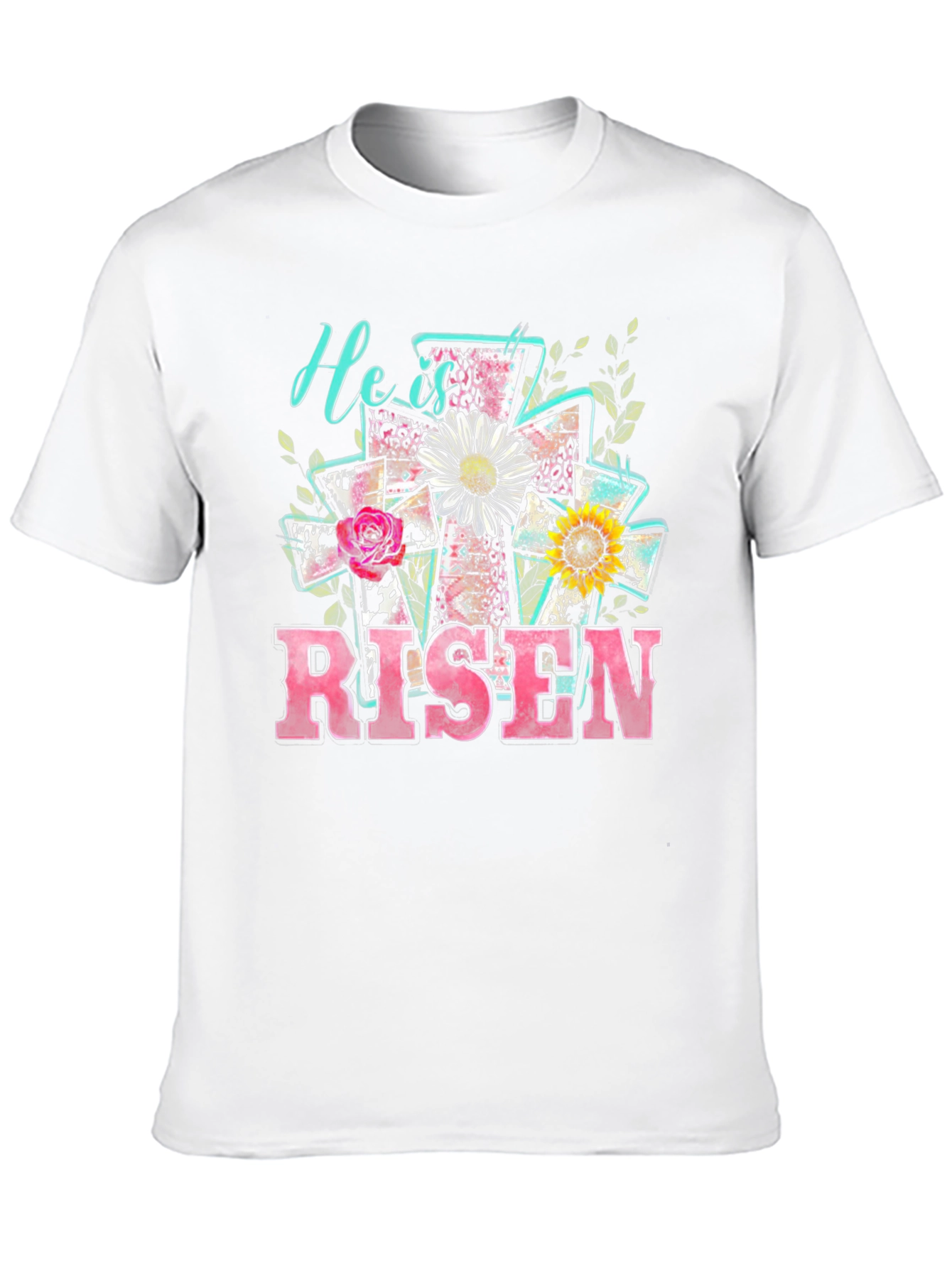 He is Risen Easter Cross Graphic T-Shirt