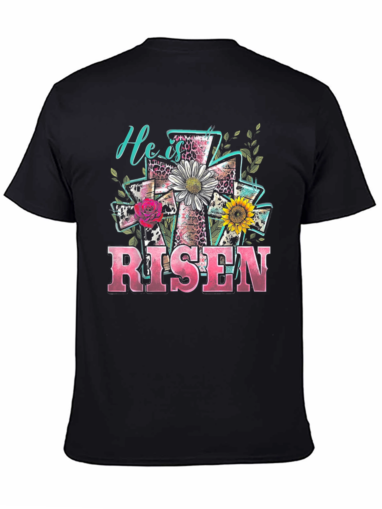 He is Risen Easter Cross Graphic T-Shirt