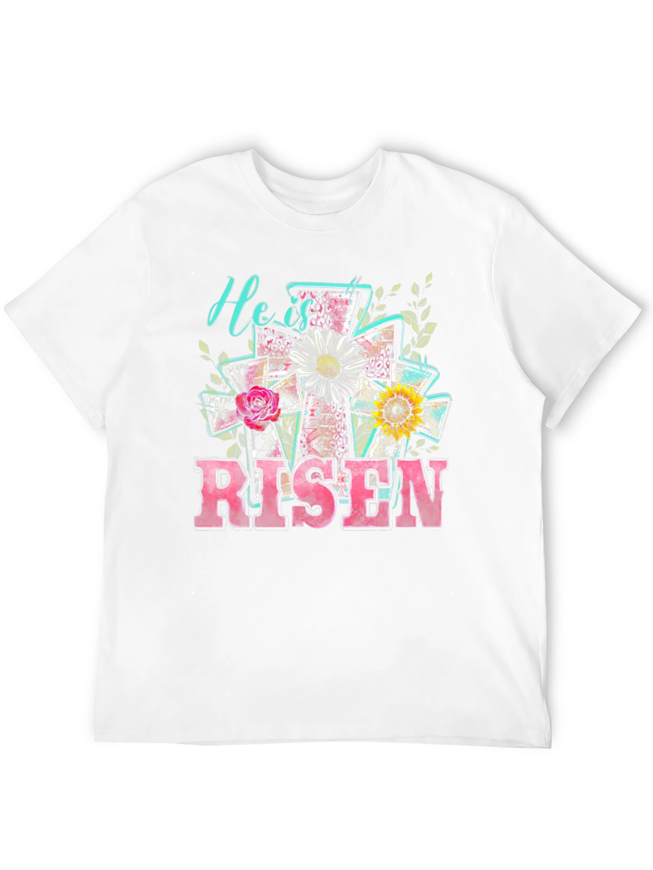 He is Risen Easter Cross Graphic T-Shirt