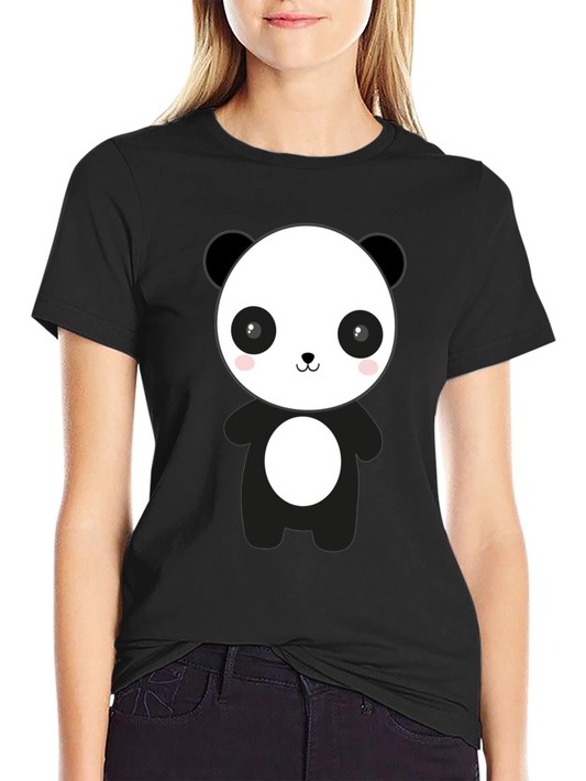 Cute Panda Graphic Black T-Shirt - Casual Style