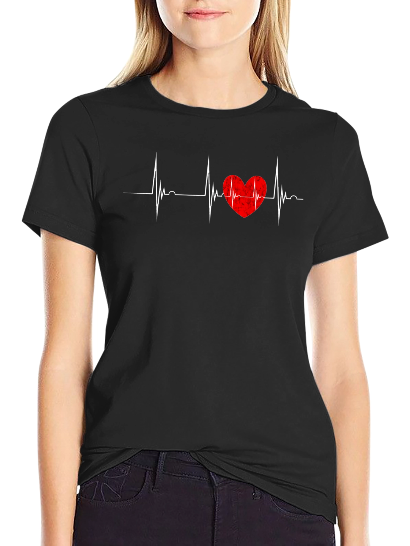 Heartbeat Love T-Shirt - Black