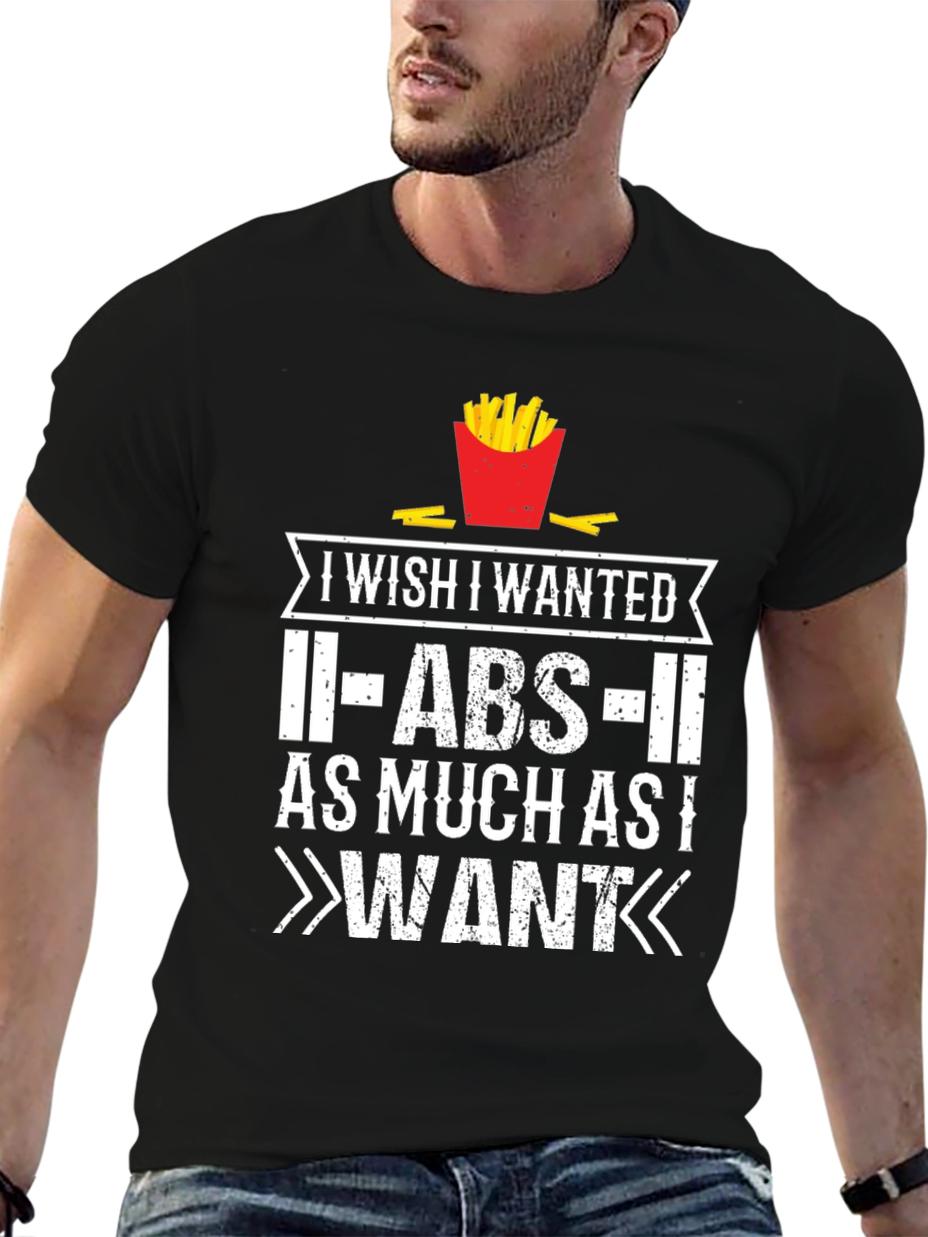 Funny Abs French Fries Graphic T-Shirt