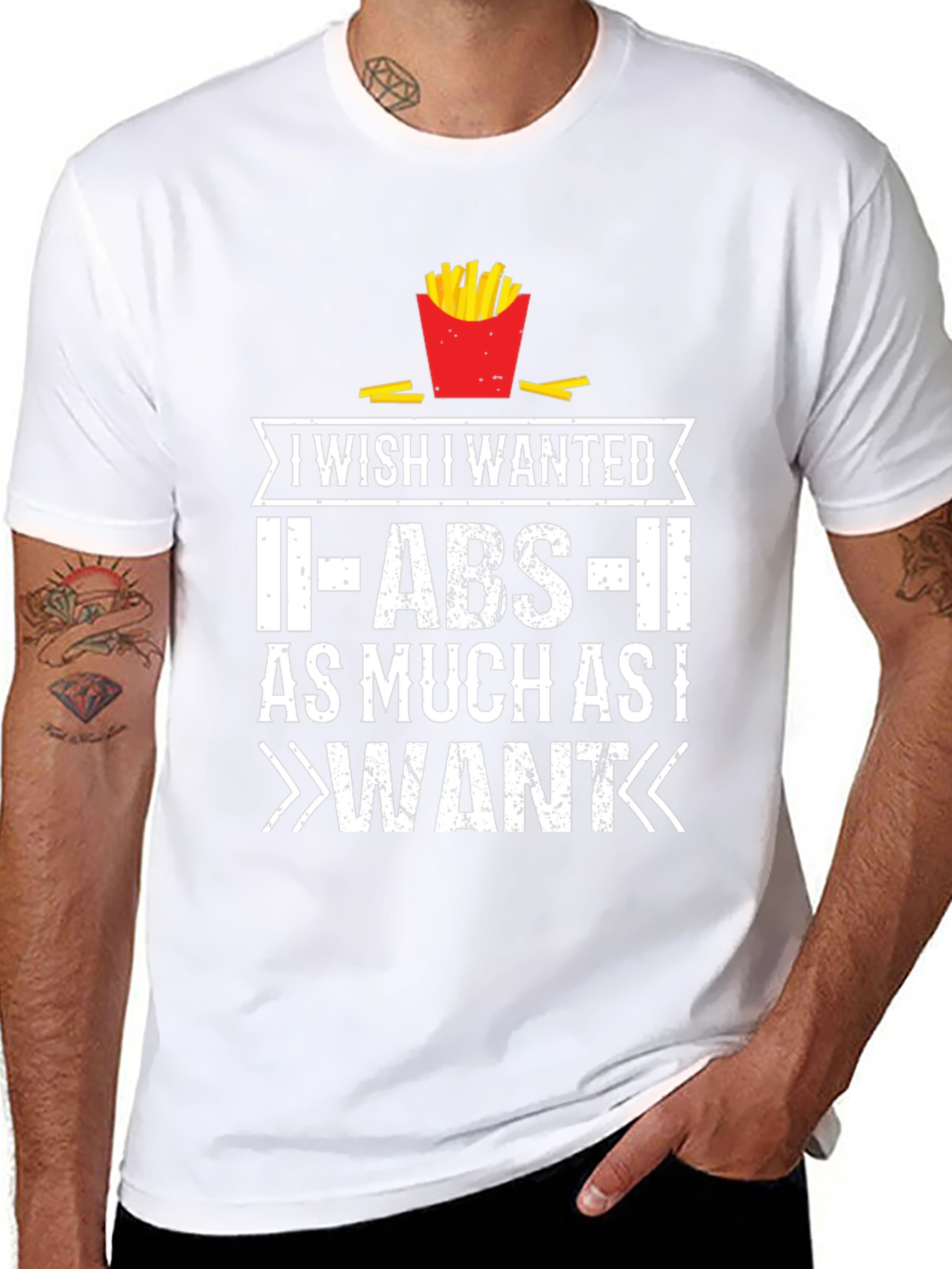 Funny Abs French Fries Graphic T-Shirt