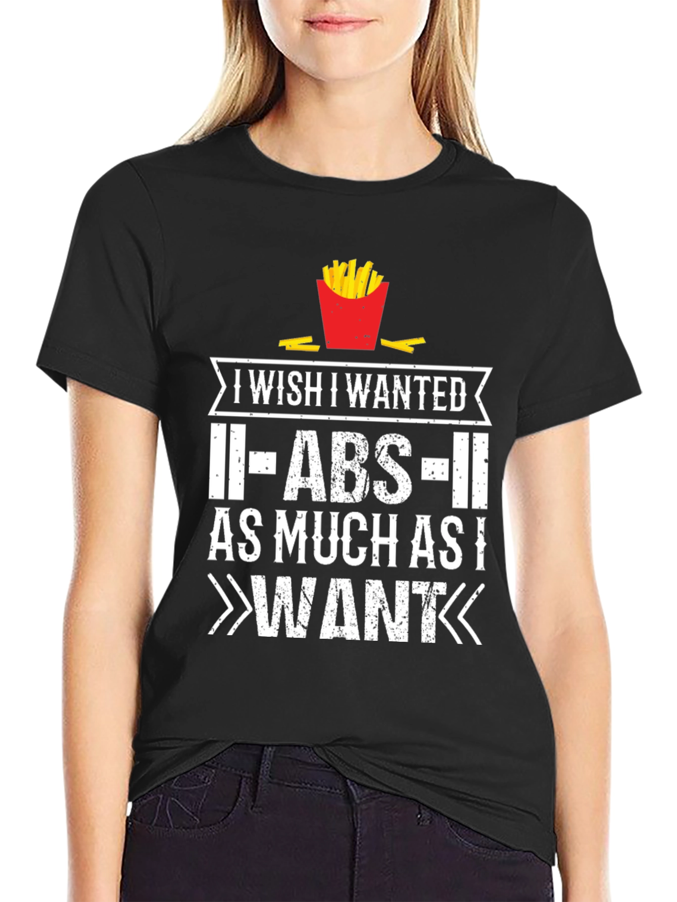 Funny Abs French Fries Graphic T-Shirt