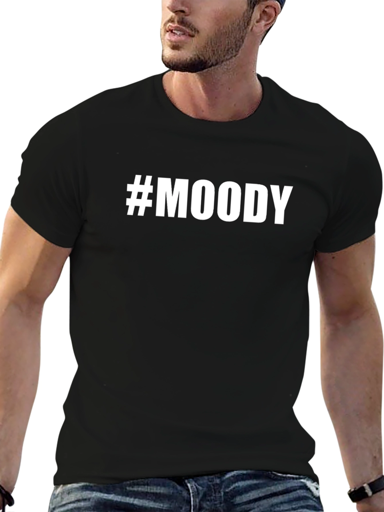 #Moody Graphic Print Mens Black T-Shirt