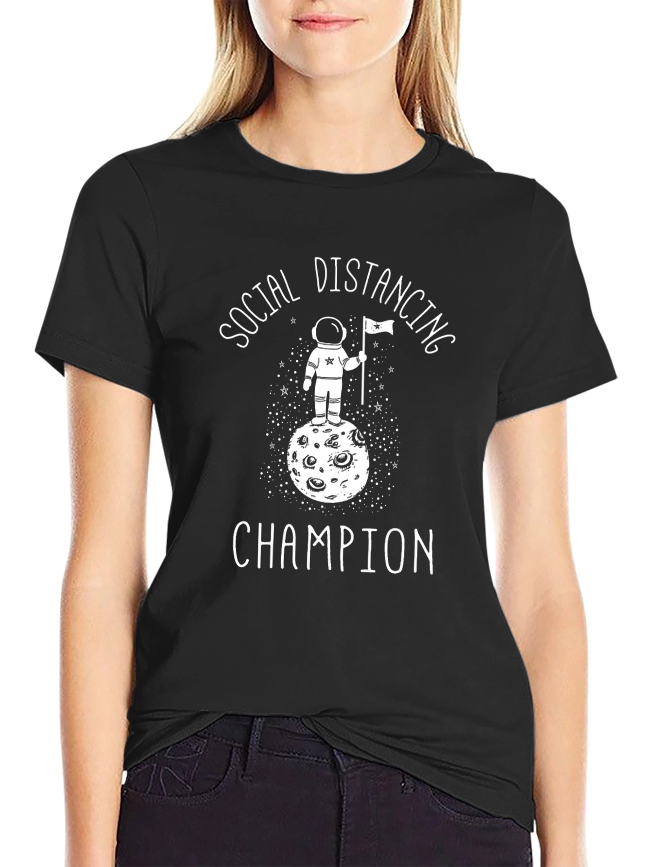 Social Distancing Champion Black T-Shirt