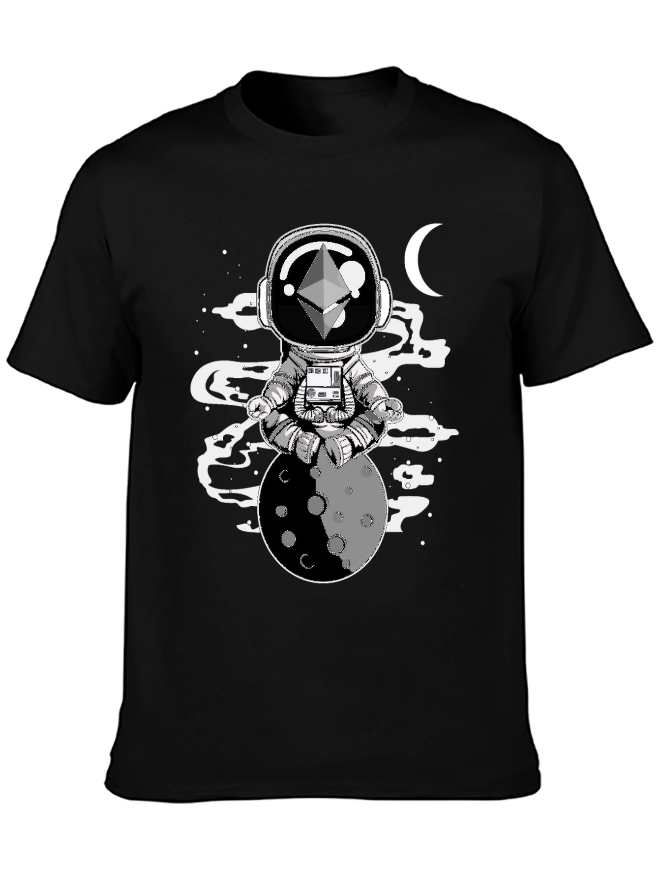 Astronaut Moon Meditation T-Shirt - Black