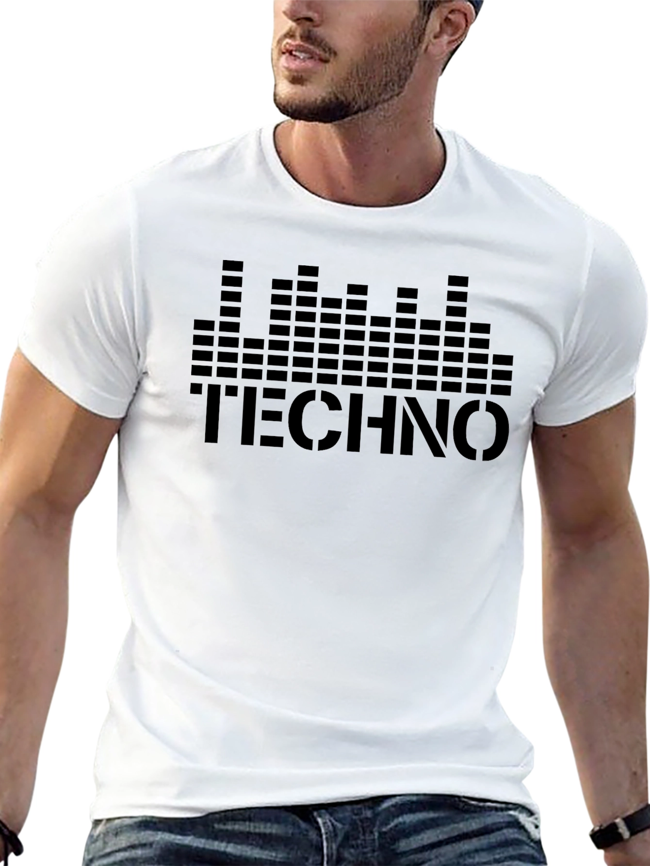 Techno Music Graphic Tee - Black Cotton T-Shirt