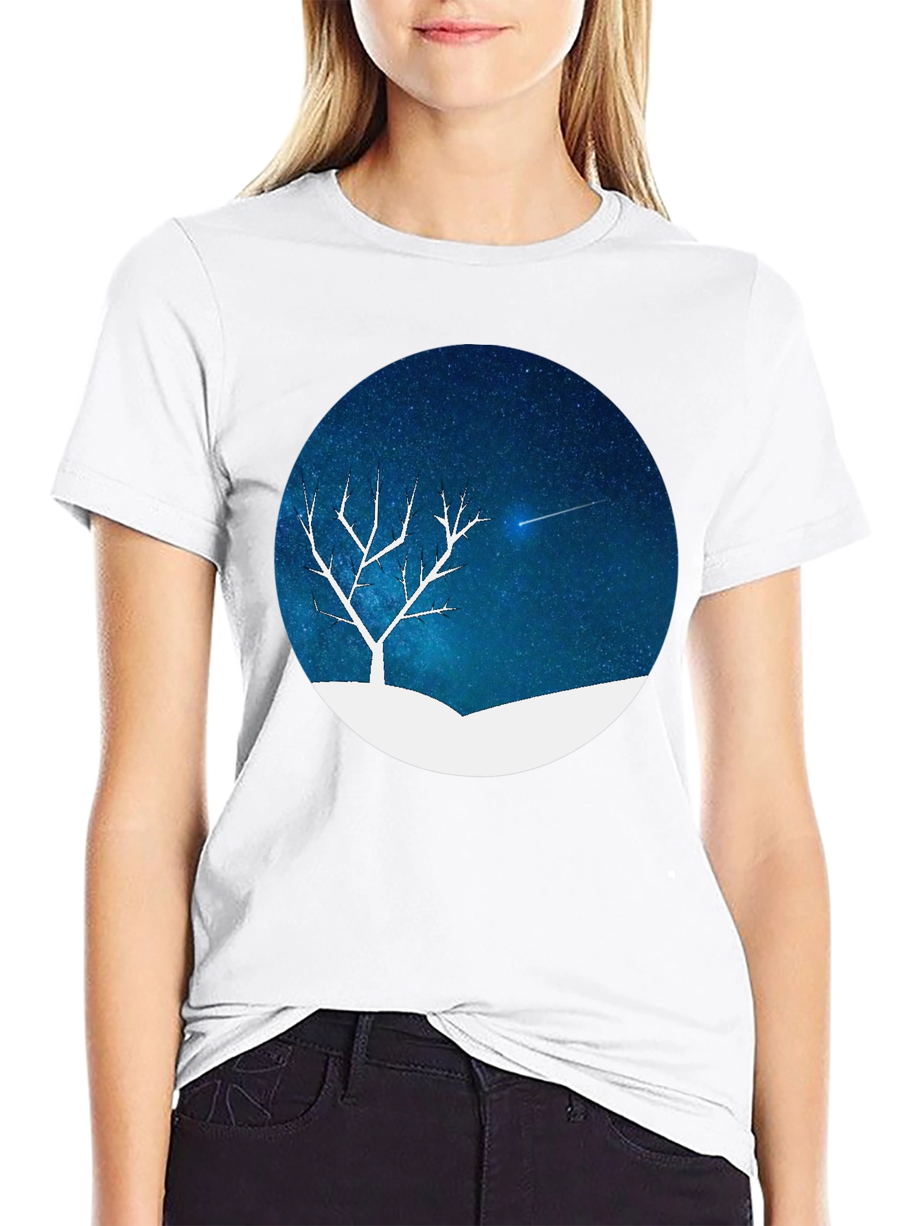 Night Sky Tree Graphic Tee - Black