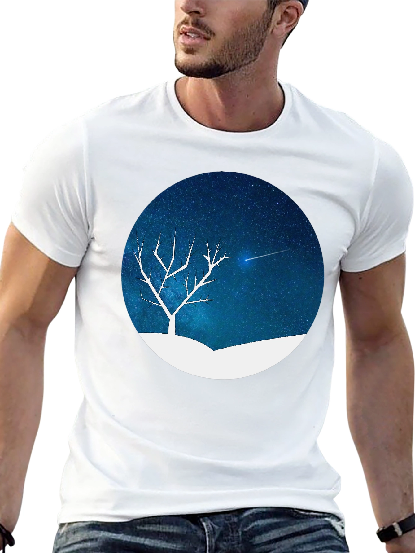 Night Sky Tree Graphic Tee - Black