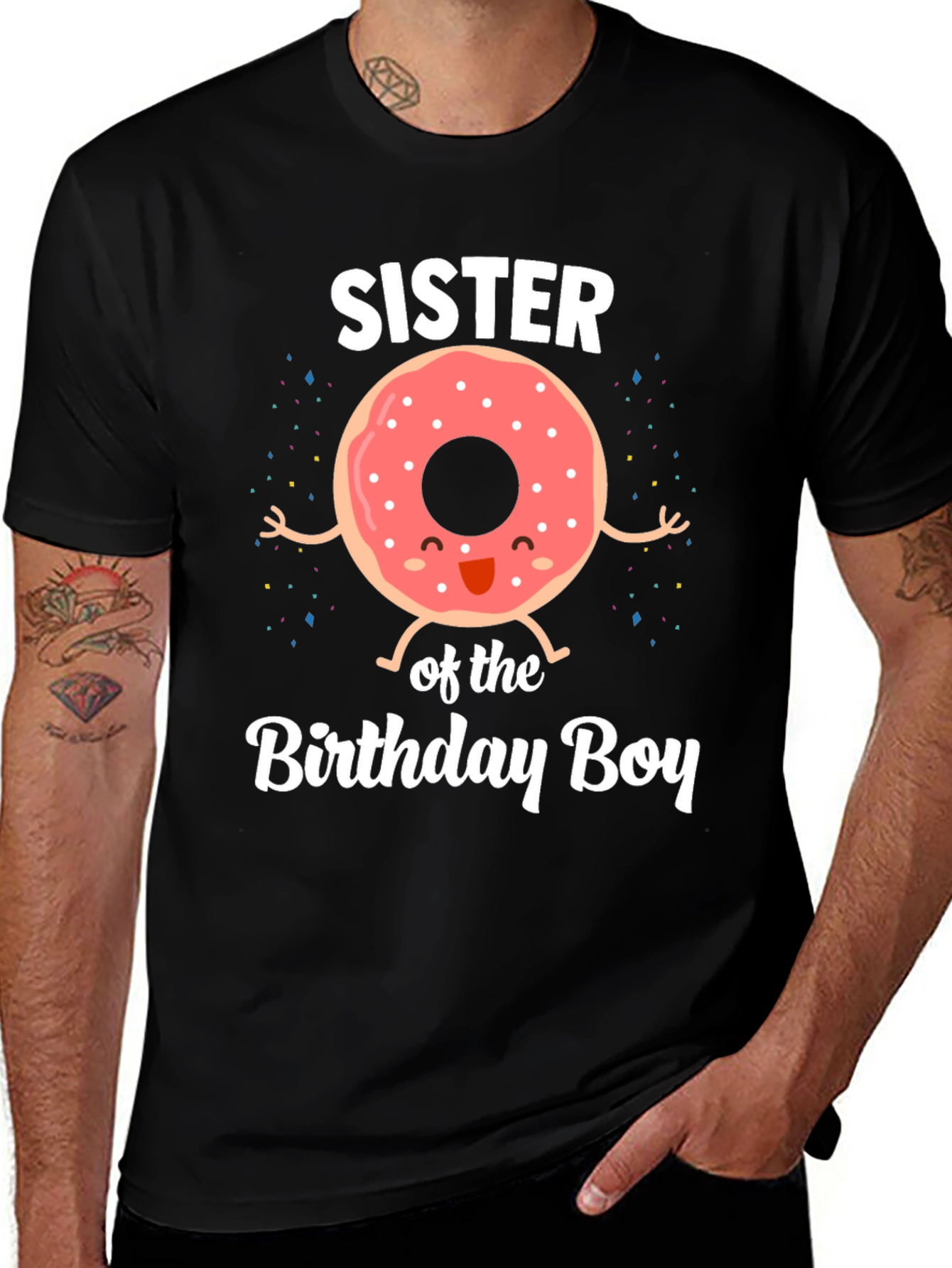 Sister of the Birthday Boy Donut T-Shirt