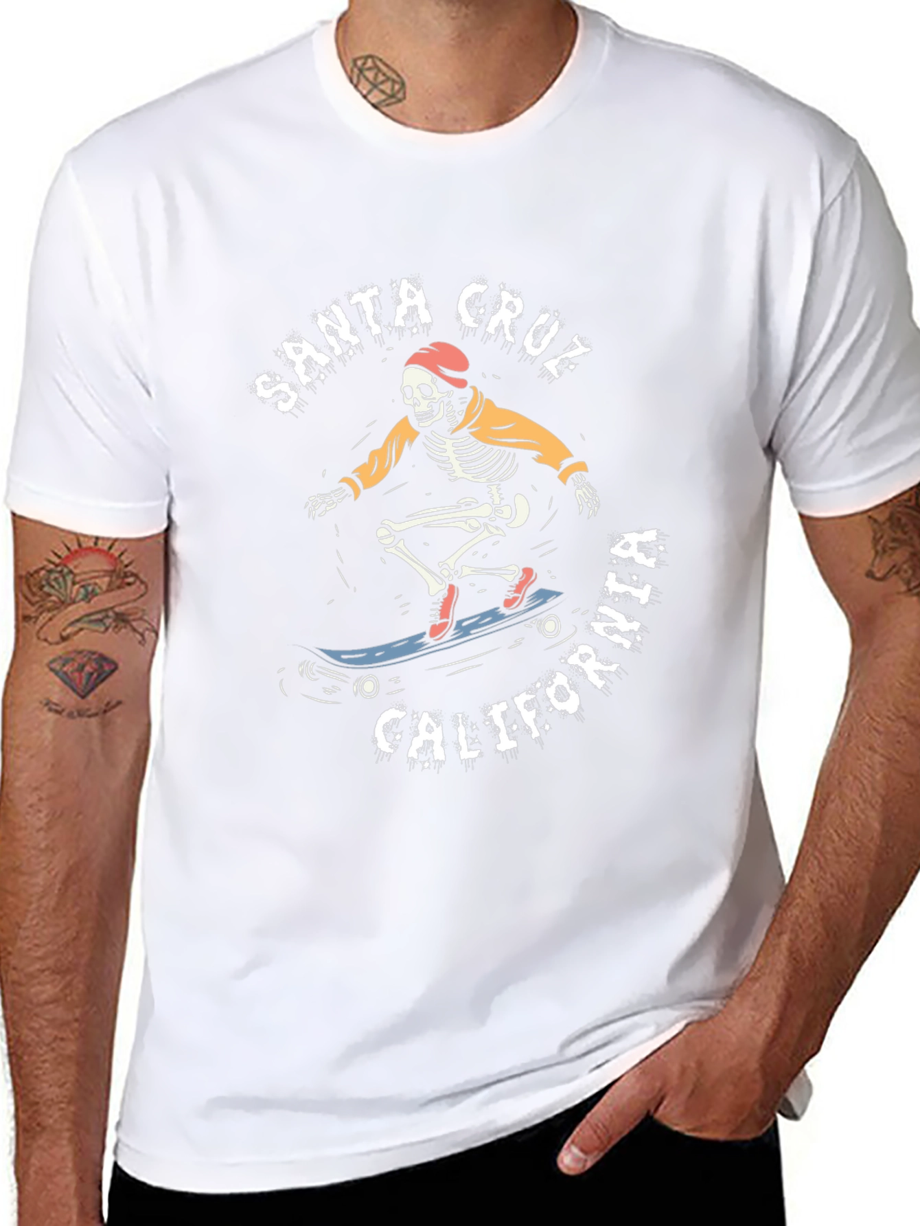 Santa Cruz California Skateboard Skeleton T-Shirt