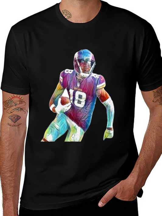 Football Player Graphic Black T-Shirt