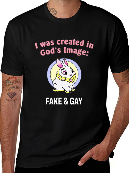 Funny Graphic Tee - Fake & Gay Bunny T-Shirt