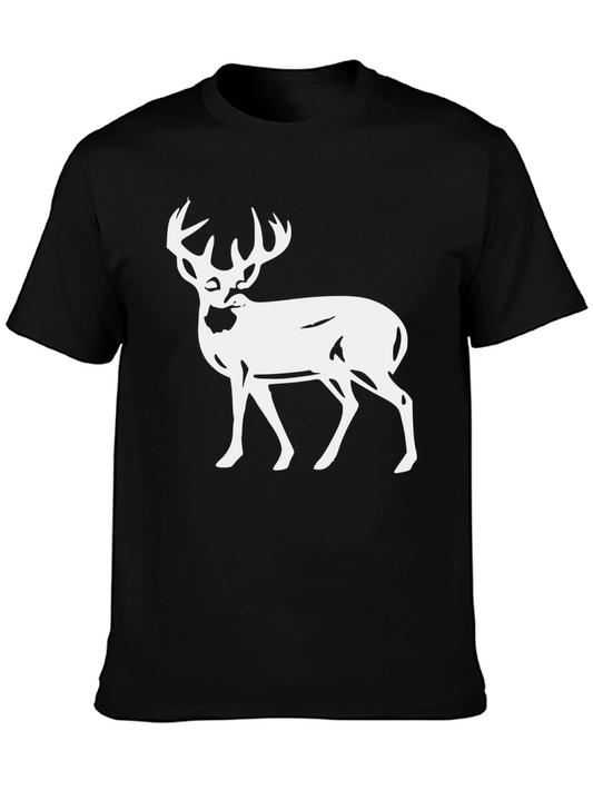 Deer Graphic Tee - Black Cotton T-Shirt