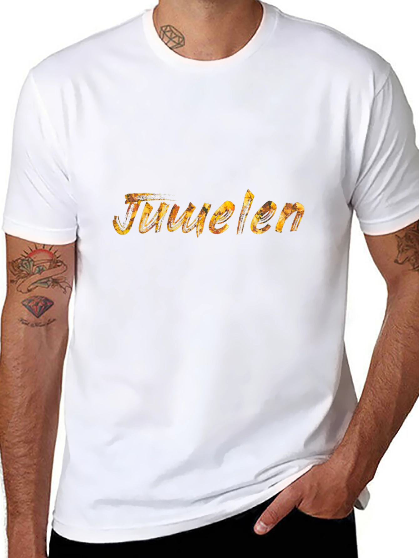 Juuelen Black Graphic Tee for Men