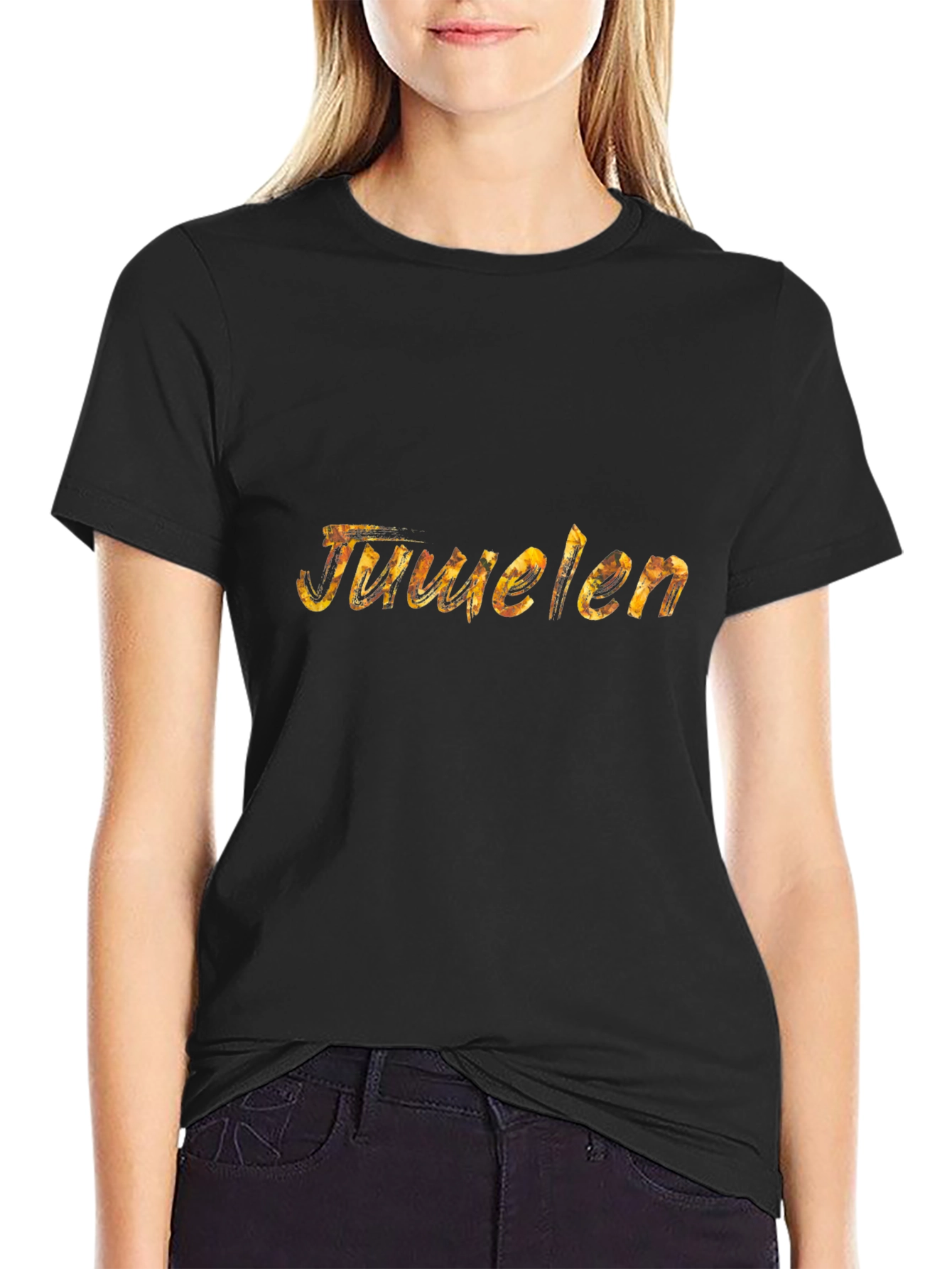 Juuelen Black Graphic Tee for Men