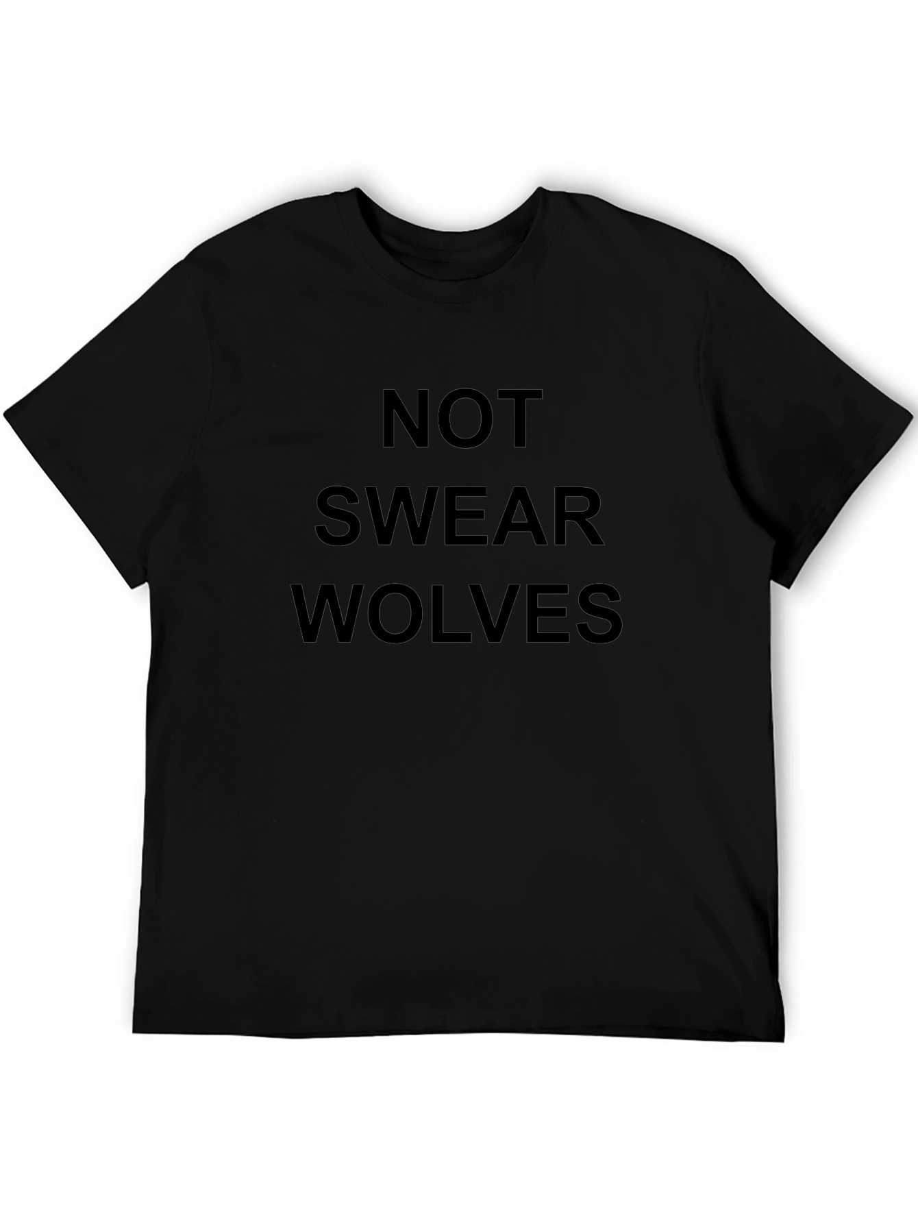 Funny Not Swear Wolves Black T-Shirt