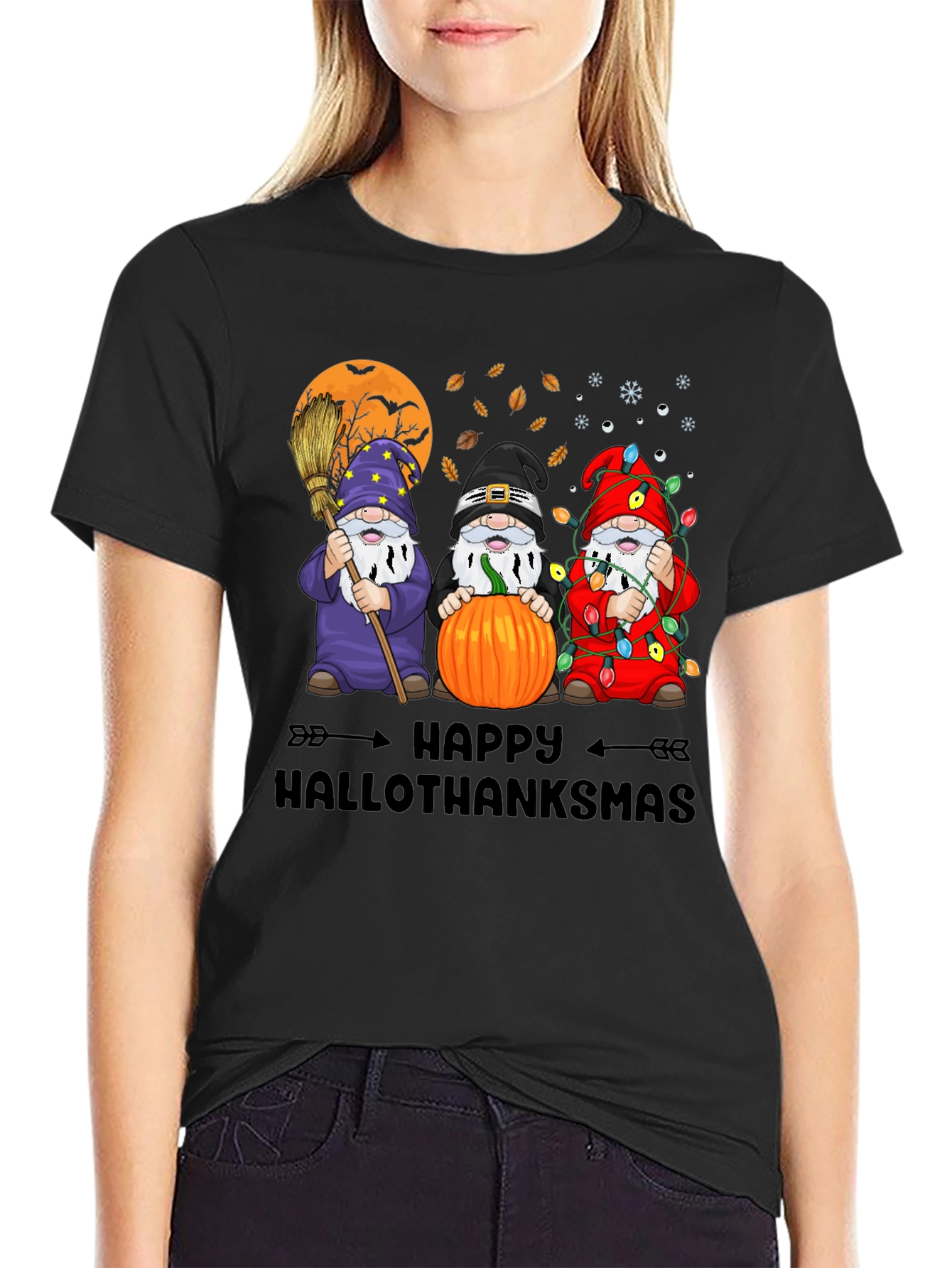Happy Hallothanksmas Gnome Graphic T-Shirt