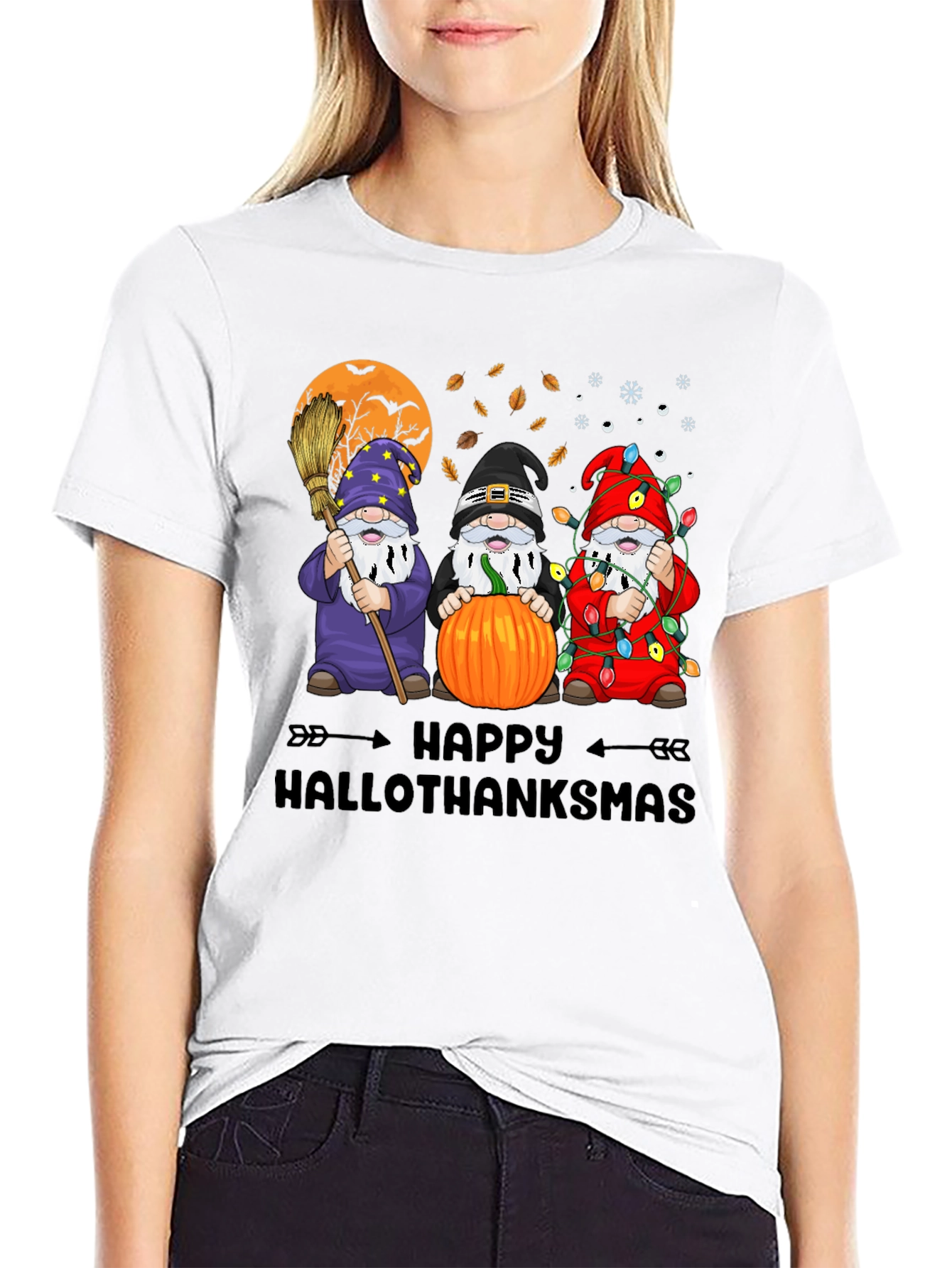 Happy Hallothanksmas Gnome Graphic T-Shirt