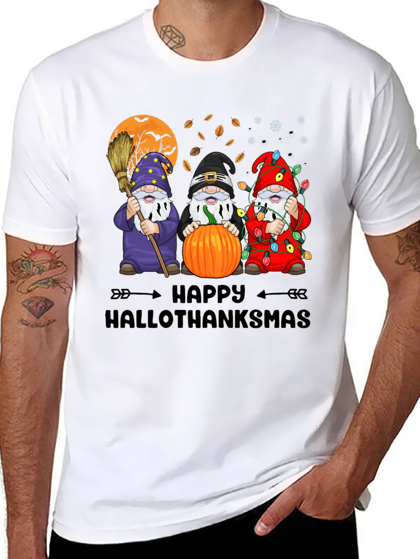 Happy Hallothanksmas Gnome Graphic T-Shirt