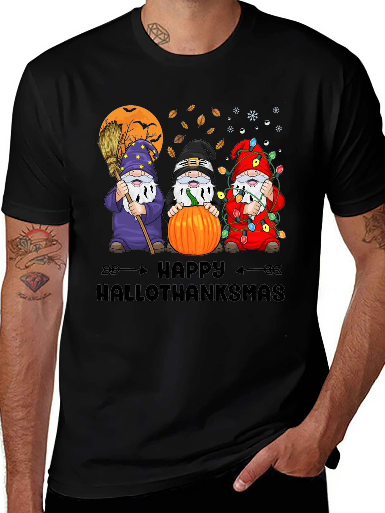 Happy Hallothanksmas Gnome Graphic T-Shirt