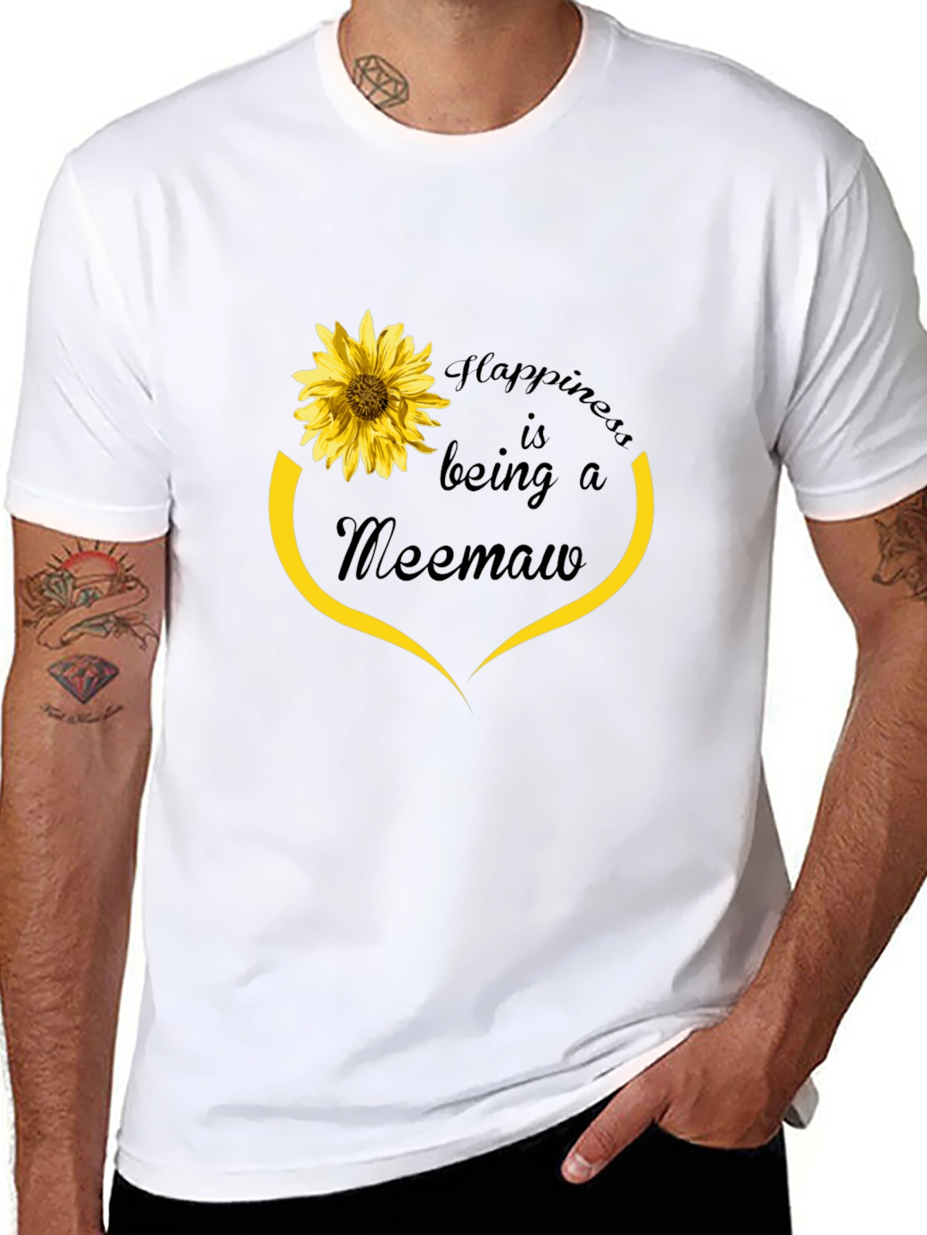 Happiness Meemaw Sunflower Graphic T-Shirt