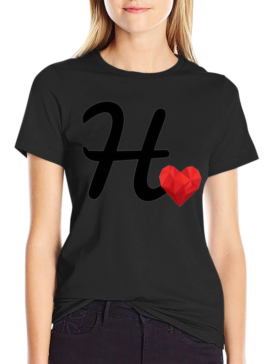 H Heart Graphic Black Tee - Stylish Casual Wear