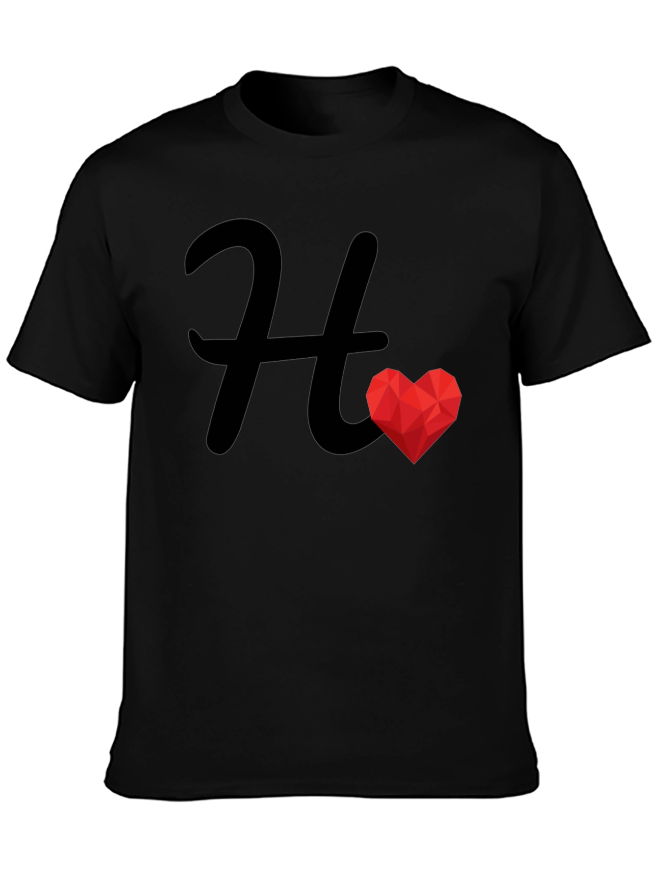 H Heart Graphic Black Tee - Stylish Casual Wear