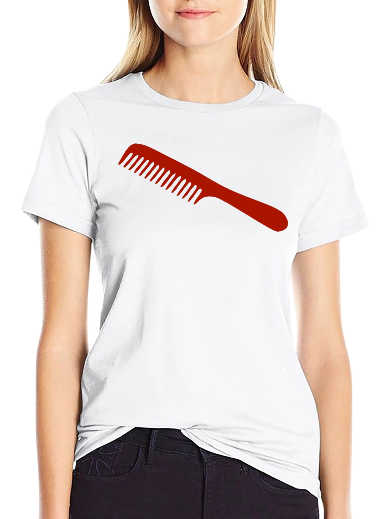 Red Comb Graphic Black T-Shirt