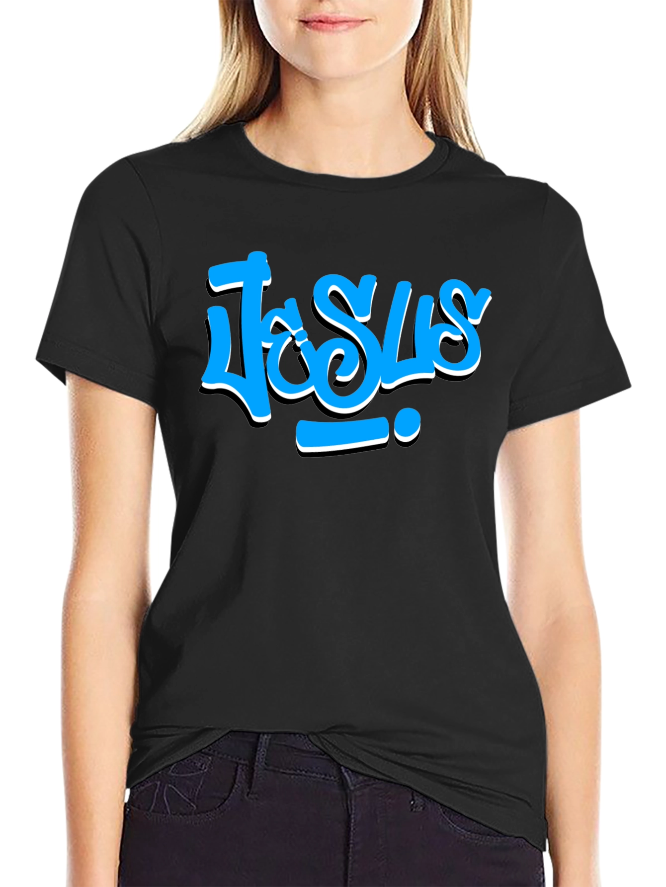 Jesus Graffiti Style T-Shirt - Casual Black Tee