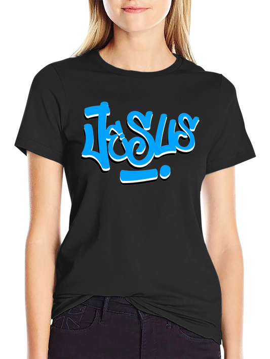 Jesus Graffiti Style T-Shirt - Casual Black Tee