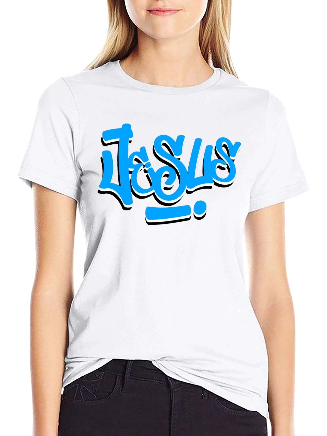 Jesus Graffiti Style T-Shirt - Casual Black Tee
