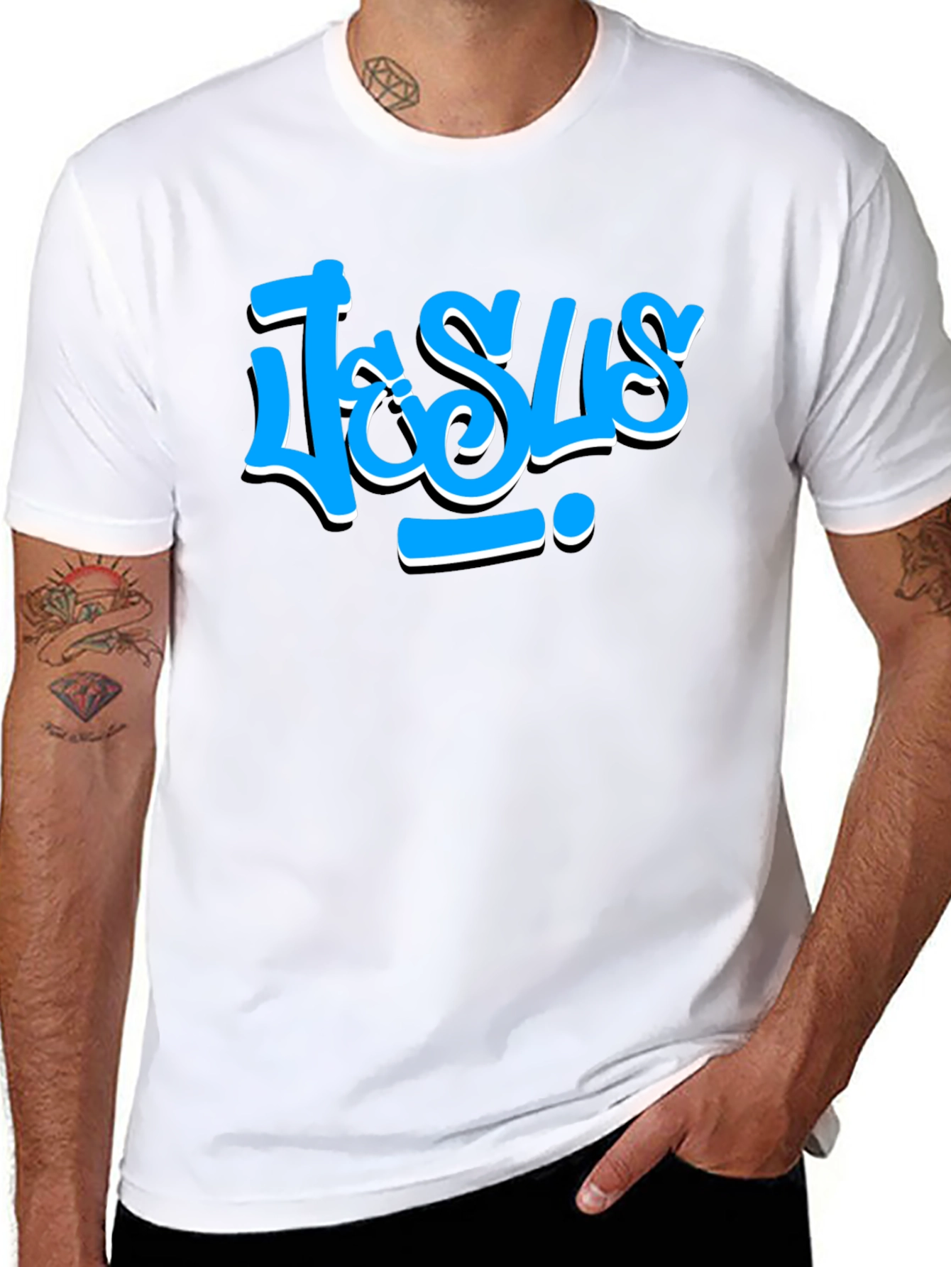Jesus Graffiti Style T-Shirt - Casual Black Tee
