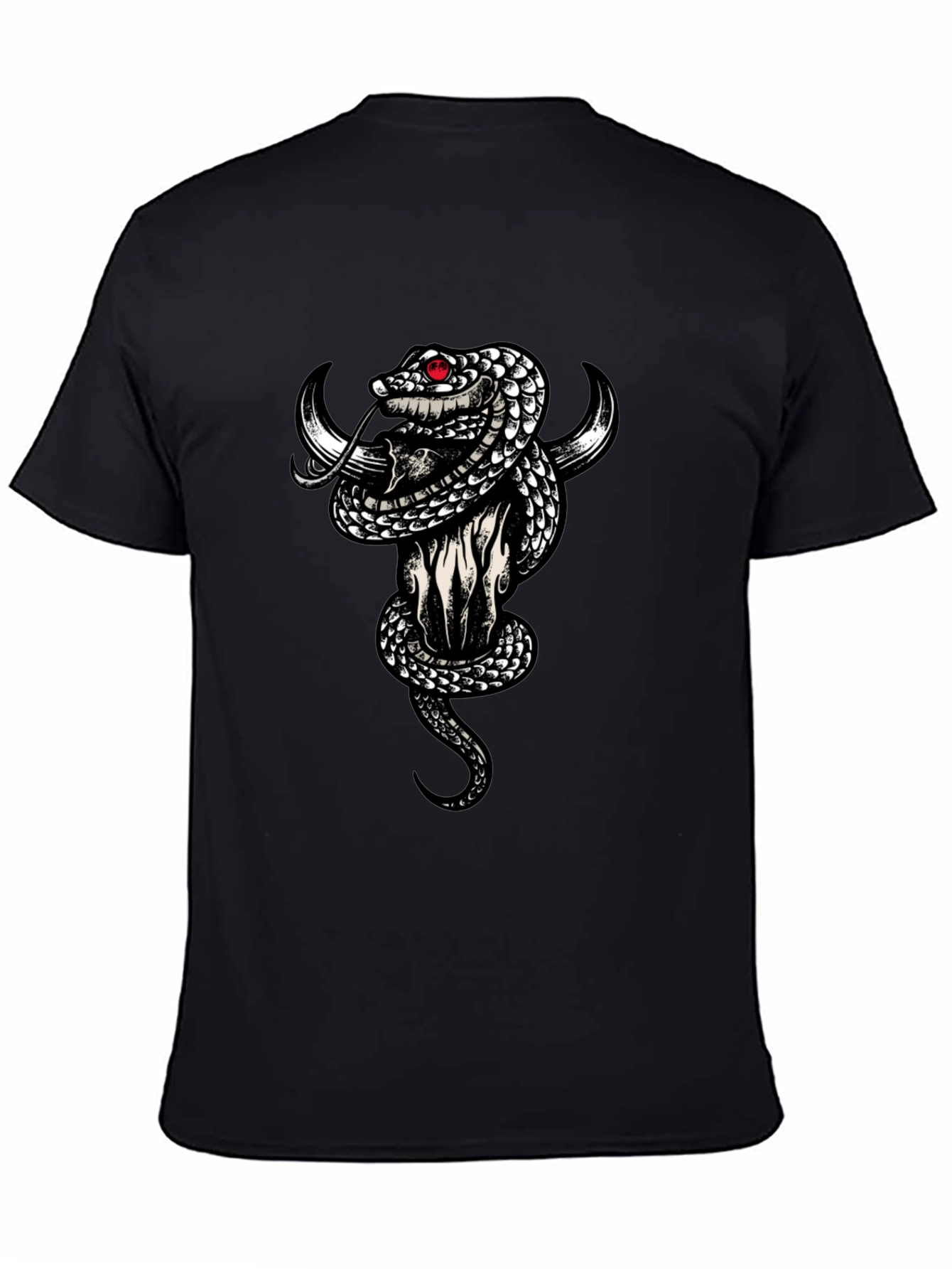 Skull & Snake Graphic Tee - Mens Black T-Shirt