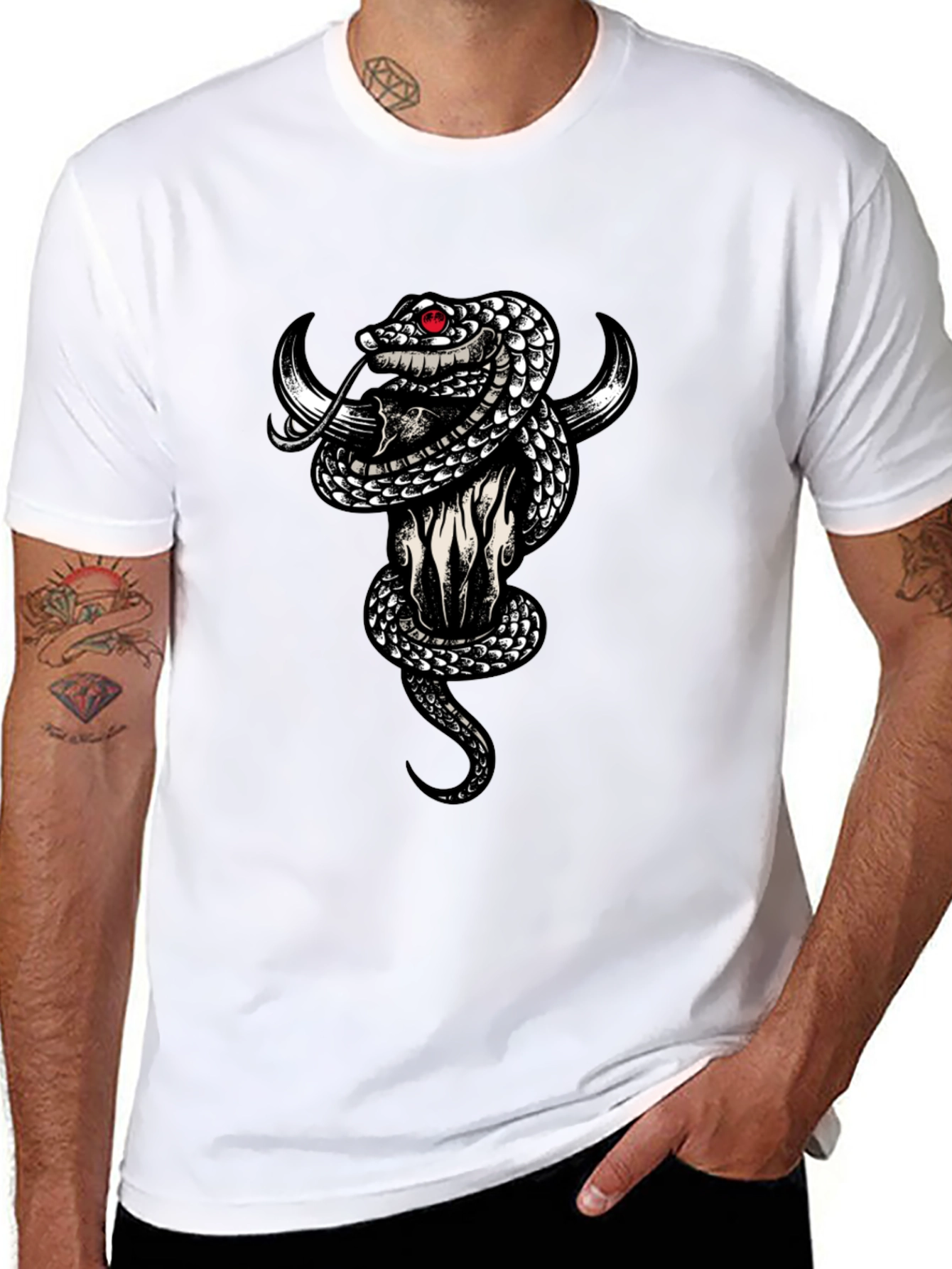 Skull & Snake Graphic Tee - Mens Black T-Shirt