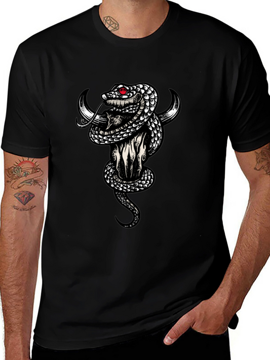 Skull & Snake Graphic Tee - Mens Black T-Shirt