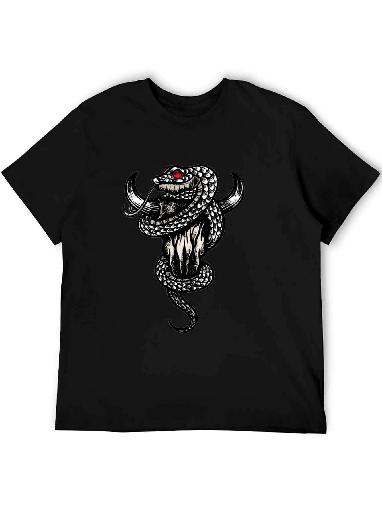 Skull & Snake Graphic Tee - Mens Black T-Shirt