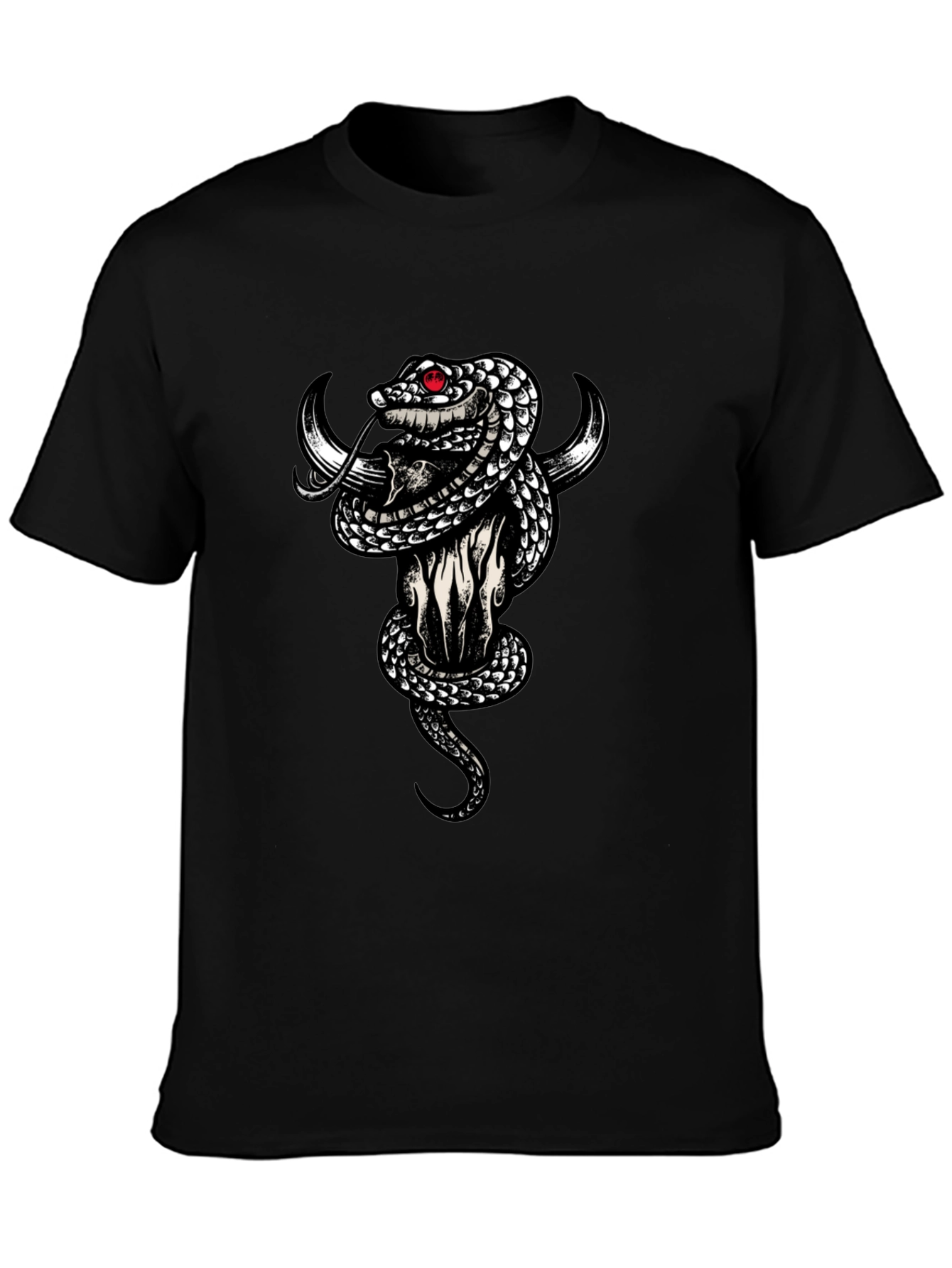 Skull & Snake Graphic Tee - Mens Black T-Shirt