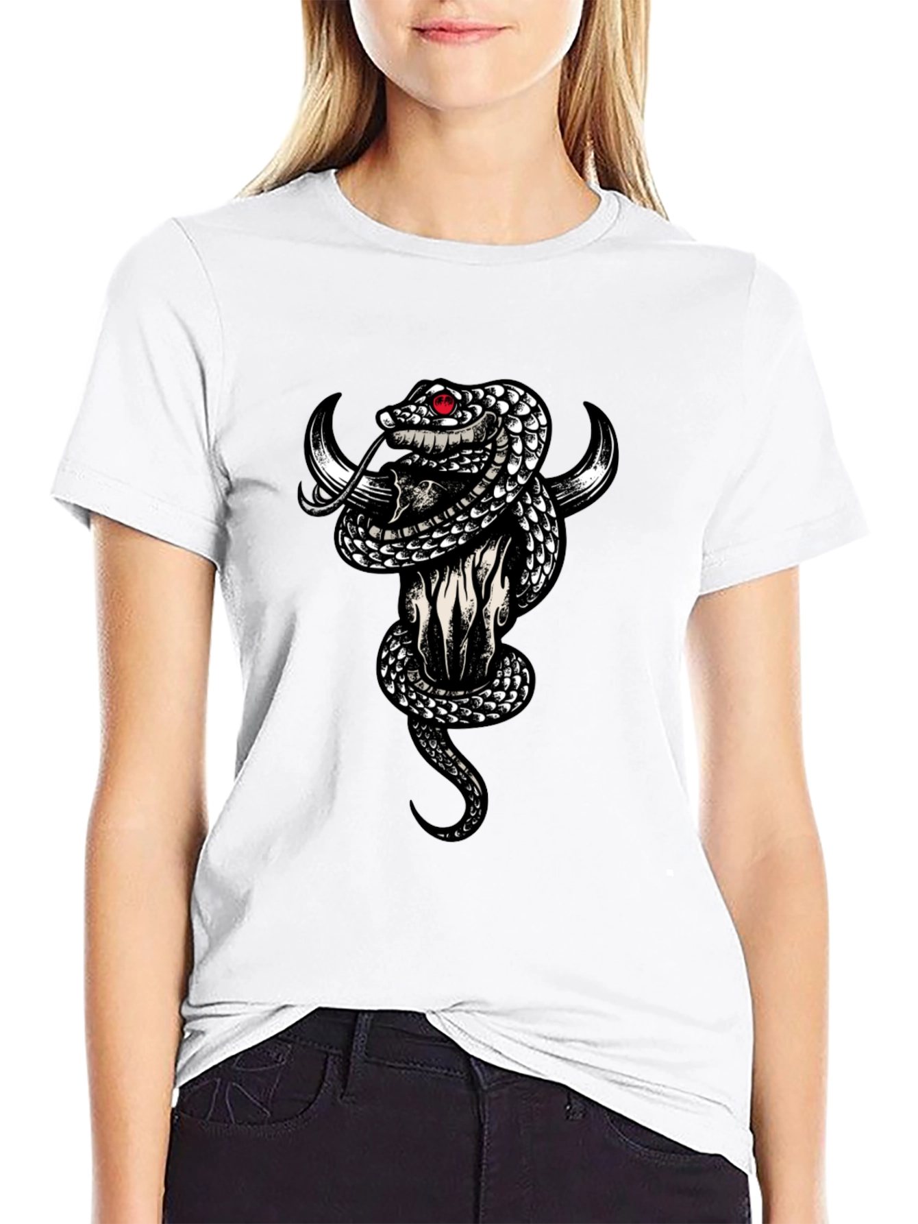 Skull & Snake Graphic Tee - Mens Black T-Shirt