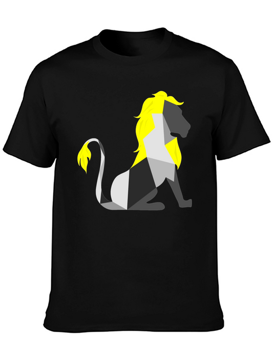 Geometric Lion Graphic Tee - Stylish Black Shirt