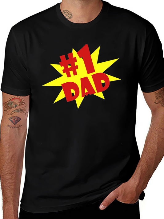 #1 Dad Graphic Print Crew Neck T-Shirt