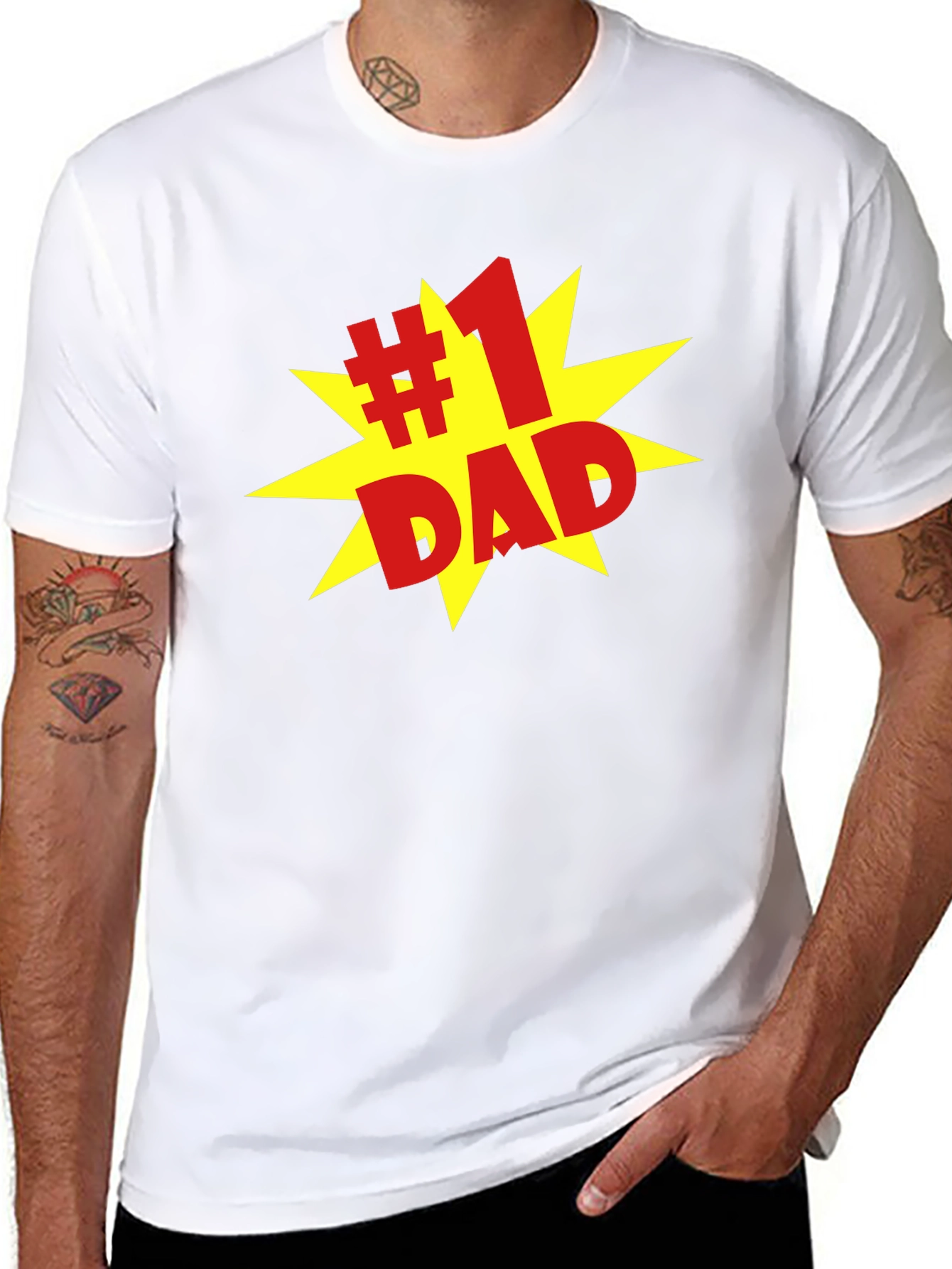 #1 Dad Graphic Print Crew Neck T-Shirt